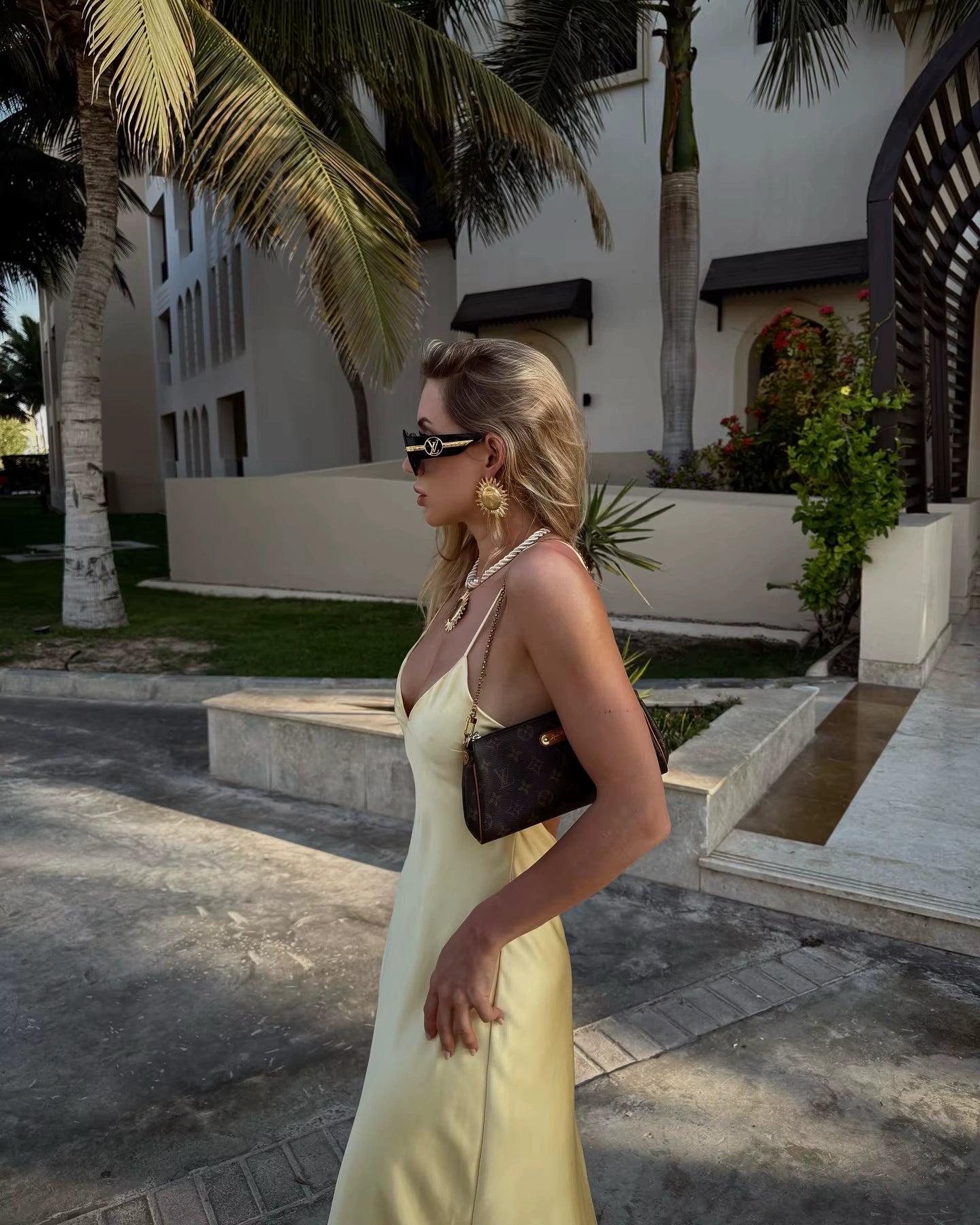 Robe Maxi Satin Jaune